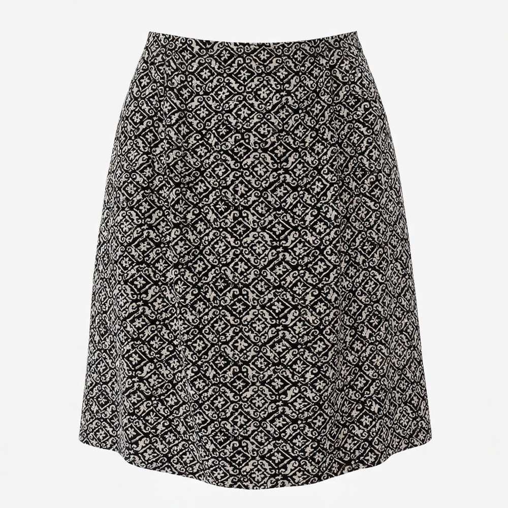 Talbots Womens Black White Silk Pencil Skirt Size‎ 12 Office Career Lightweight